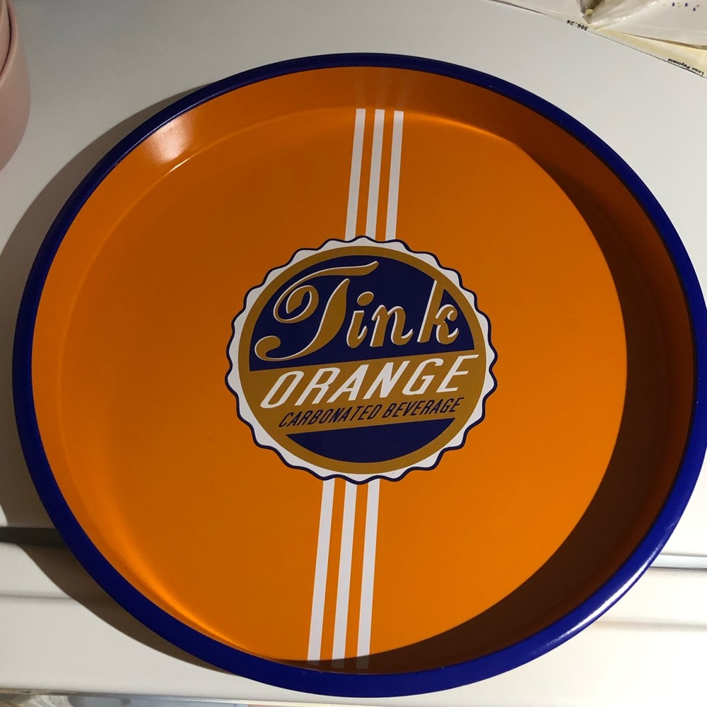 Retro 11” metal tray orange